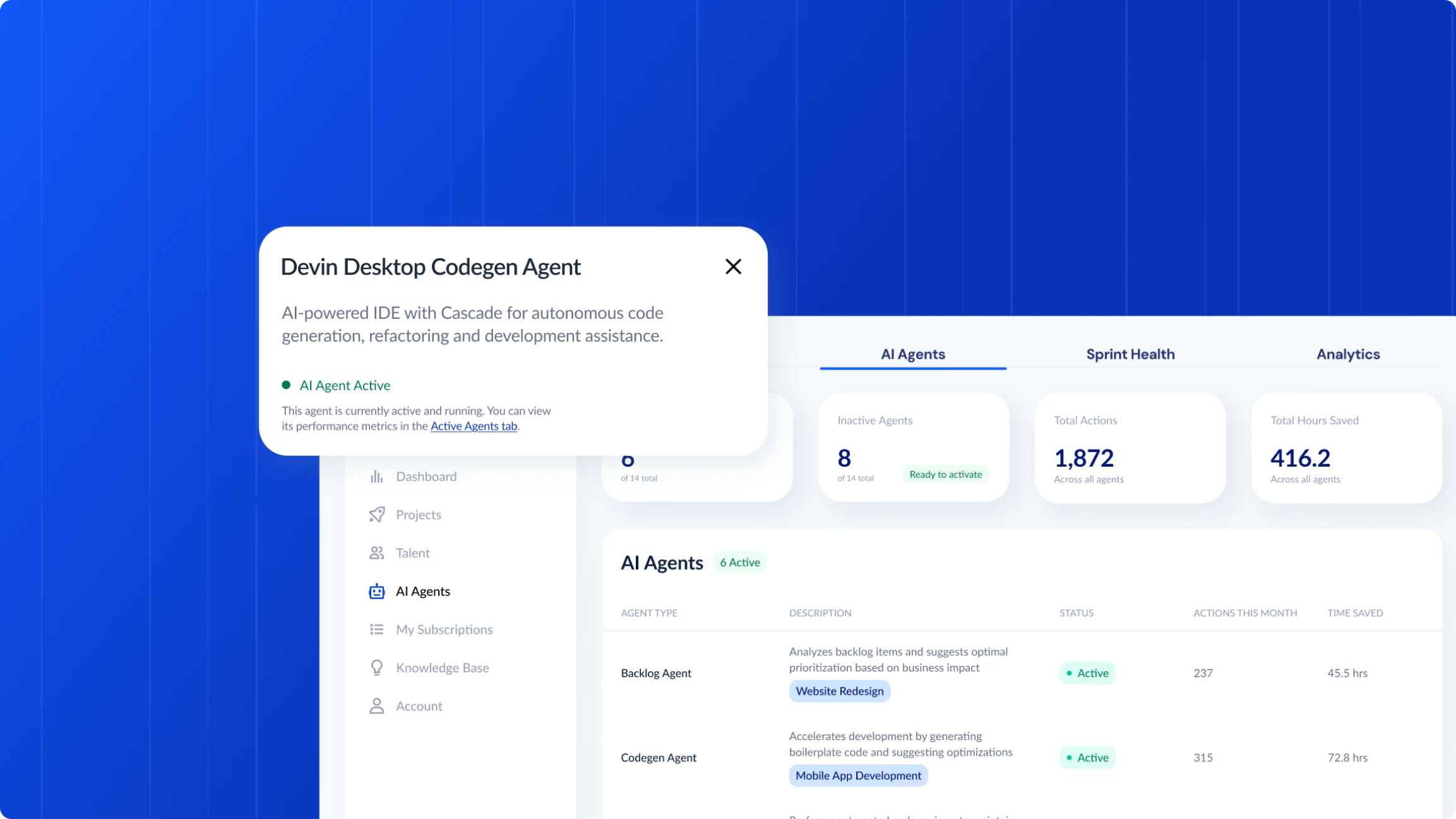AI agents dashboard