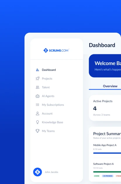 Scrums.com orchestration dashboard